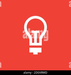 Icône d'ampoule sur fond rouge. Illustration du vecteur de style plat rouge. Illustration de Vecteur