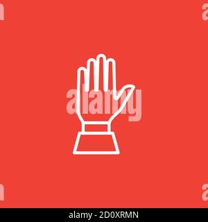Icône main Line sur fond rouge. Illustration du vecteur de style plat rouge. Illustration de Vecteur
