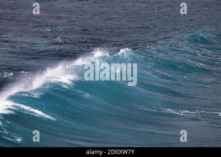 Magnifique vague d'aigue-marine qui se déferle vers la rive à la baie de la baie de la baie de la ville de Maui. Banque D'Images