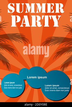 Vector Summer Beach Party Flyer Design avec éléments typographiques sur fond . Illustration de Vecteur