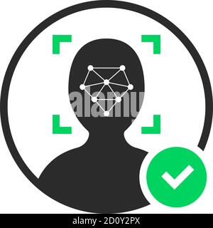 logo du scanner d'identification de face avec coche Illustration de Vecteur