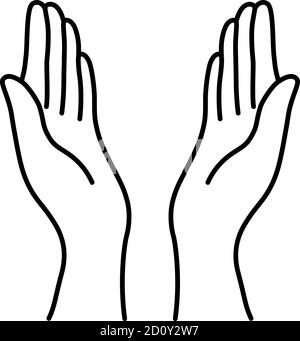 icône noire des mains de prière en ligne fine Illustration de Vecteur