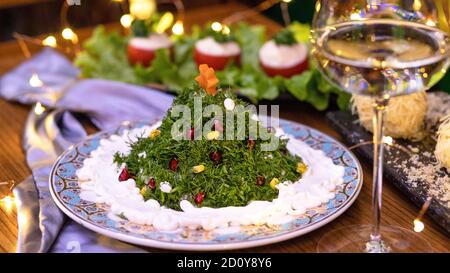 Salade comme un arbre du nouvel an gros plan Banque D'Images