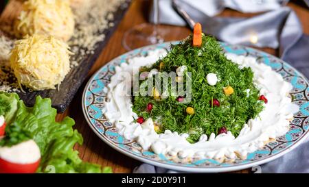 Salade comme un arbre du nouvel an gros plan Banque D'Images