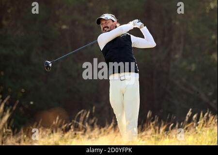 Mike Lorenzo-Vera de France sur le dixième tee lors du quatrième tour de l'Aberdeen Standard Investments Scottish Open au Renaissance Club, North Berwick. Banque D'Images