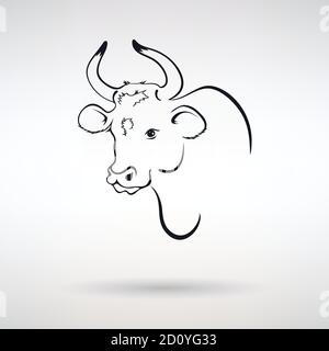symbole du taureau blanc de l'année sur fond clair Illustration de Vecteur