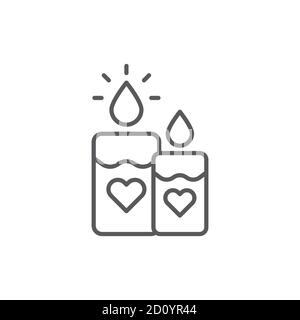 Symbole d'icône vecteur bougie en forme de coeur isolé sur fond blanc Illustration de Vecteur