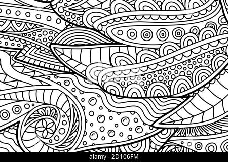 Belle page de livre de coloriage avec motif linéaire marin Illustration de Vecteur