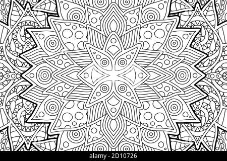 Page de livre de coloriage pour adultes avec rectangle abstrait monochrome linéaire répétition Illustration de Vecteur