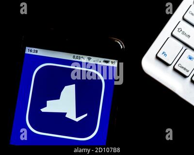 Ukraine. 04e octobre 2020. Sur cette photo, le logo COVID Alert NY du ministère de la Santé de l'État de New York est affiché sur un smartphone. Crédit : SOPA Images Limited/Alamy Live News Banque D'Images