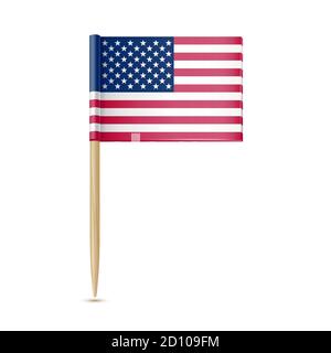 Cure-dent drapeau américain isolé sur fond blanc Illustration de Vecteur