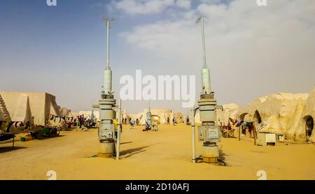 Décors abandonnés pour le tournage du film Star Wars dans le désert du Sahara. Tunisie Banque D'Images