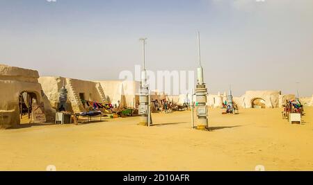 Décors abandonnés pour le tournage du film Star Wars dans le désert du Sahara. Tunisie Banque D'Images