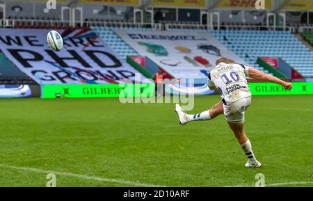 Twickenham, Royaume-Uni. 04e octobre 2020. Max Malins of Bristol Bears prend ses couleurs lors du match de rugby Gallagher Premiership entre London Irish et Bristol Rugby à Twickenham Stoop, à Twickenham, en Angleterre, le 4 octobre 2020. Photo de Phil Hutchinson. Utilisation éditoriale uniquement, licence requise pour une utilisation commerciale. Aucune utilisation dans les Paris, les jeux ou les publications d'un seul club/ligue/joueur. Crédit : UK Sports pics Ltd/Alay Live News Banque D'Images