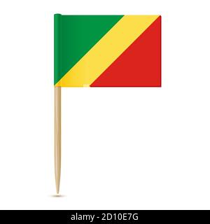 Drapeau de la République du Congo. Drapeau cure-dent sur fond blanc 1 Illustration de Vecteur