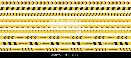 Jeu de ruban de danger. Bandes jaunes et noires d'avertissement Illustration de Vecteur