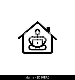 Icône de télétravail en noir. Freelance. Carrière, travail pendant la quarantaine. Webinaire, conférences en ligne, conférences et formations en ligne mises en quarantaine sur le Illustration de Vecteur
