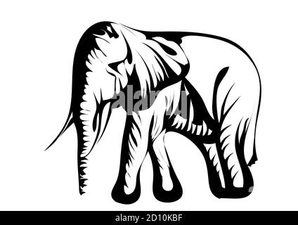 silhouette d'éléphant isolée sur fond blanc Illustration de Vecteur