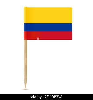 Cure-dent drapeau colombien sur fond blanc Illustration de Vecteur