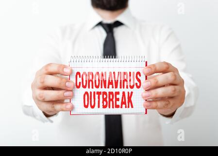 Texte écrit mot coronavirus épidémie. Photo d'entreprise présentant les maladies infectieuses causées par le nouveau modèle COVID19 présentant différents emp Banque D'Images