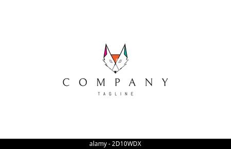 Logo vectoriel en couleur sur lequel est affichée une image abstraite d'un visage de renard dans un style linéaire. Illustration de Vecteur