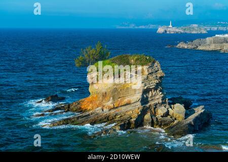 El Camello Beach, Ile de Mouro, Santander Bay, Santander, Cantabrie, Espagne, Europe Banque D'Images