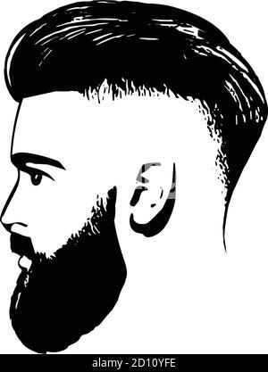 Barbu homme face hipster avec des coupes de cheveux. Vecteur de mode homme pour barbershop et modèle de logo. Illustration Vectorielle Illustration de Vecteur