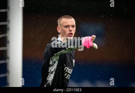 Kingston, Royaume-Uni. 04e octobre 2020. Le gardien de but Karl Jakob hein d'Arsenal pendant le match de la Premier League 2 a joué derrière des portes fermées entre Chelsea U23 et Arsenal U23 au stade Kingsmeadow, à Kingston, en Angleterre. Joué sans partisans en mesure d'assister à la réunion en raison des règles gouvernementales actuelles pendant la pandémie COVID-19, le 4 octobre 2020. Photo d'Andy Rowland. Crédit : Prime Media Images/Alamy Live News Banque D'Images