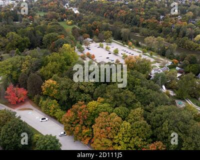1er octobre 2020, Springbank Park à London Ontario Canada. Vue aérienne de la gare et du parking. Luke Durda/Alamy Banque D'Images