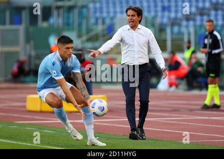 Le gardien de but du Latium Simone Inzaghi réagit lors du championnat italien Serie UN match de football entre le SS Lazio et le FC Internazionale le 4 octobre 202 Banque D'Images