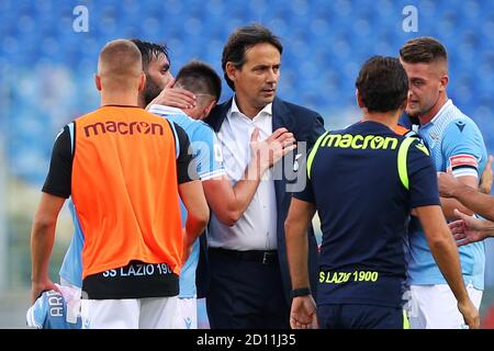 Lazio entraîneur-chef Simone Inzaghi à la fin du championnat italien Serie UN match de football entre SS Lazio et FC Internazionale le 4 octobre 202 Banque D'Images