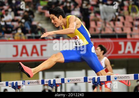 Niigata, Japon. Japon. Crédit: MATSUO. 2 octobre 2020. Takatoshi Abe Athletics : la 104e finale des championnats nationaux d'athlétisme du Japon pour hommes de 400m haies au stade Denka Big Swan à Niigata, Japon. Japon. Credit: MATSUO .K/AFLO SPORT/Alay Live News Banque D'Images
