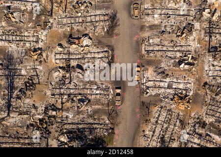 Parc de maisons mobiles incendié dans la région de Phoenix Talent Medford, Oregon Banque D'Images