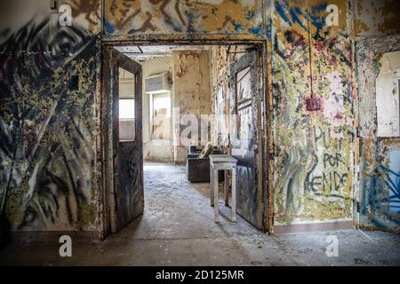 The Haunted Pennhurst School, également connue sous le nom de Pennhurst Asylum, en raison de ses conditions déplorables, de manque de personnel et de surpeuplement Banque D'Images