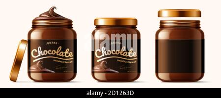 Jeu de pots de tartiner au chocolat de luxe dans l'illustration 3d Illustration de Vecteur
