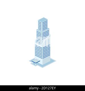 bâtiment industriel futuriste - tour, appartement, constructions urbaines, paysage urbain - bâtiment isométrique 3d isolé sur blanc Illustration de Vecteur