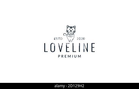 Chien Chat Line Logo Design Minimaliste Concept Modele Image Vectorielle Stock Alamy