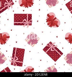 La Saint-Valentin avec divers éléments pour la célébration. Éléments de dessins animés mignons avec motif vectoriel sans couture pour cartes de vœux et Illustration de Vecteur