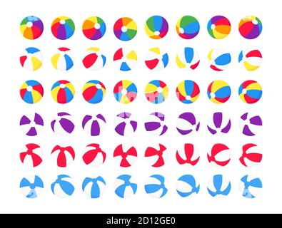 Boules de plage gonflables ensemble de style plat dessin vectoriel illustration signes isolés sur fond blanc. Illustration de Vecteur