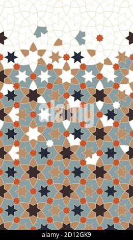 Frontière marocaine. Motif islamique de couleur géométrique. Texture demi-teinte géométrique avec une disintegratio de couleur arabesque mixte. Illustration de Vecteur