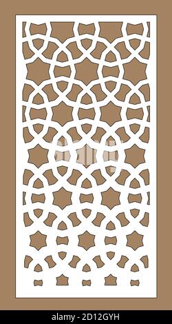 Écran de protection, modèle de clôture de confidentialité. Panneau vectoriel découpé au laser, écran, clôture, séparateur. CNC motif décoratif, design jali, élément intérieur. Islamique Illustration de Vecteur