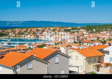 Vue panoramique de la ville de Cres sur l'île de Cres en Croatie Banque D'Images