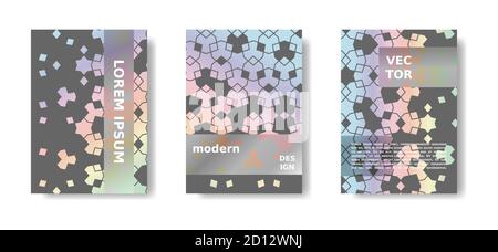 Ensemble d'affiches géométriques holographiques minimales dans un style arabesque.Catalogue Vector A4, magazine, couverture futuriste ensemble Illustration de Vecteur
