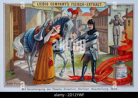 Photos série Theatre Alt-Berlin, quand Stone Roland actuellement électeur / Bilderserie Theatre Alt-Berlin, Beim steinernen Roland z.ZT. Des Kurfürstendamm, Digital amélioration de la reproduction d'une image de collection de la société Liebig, estimée à 1900, pd / digital verbesserte Reproduktion eines Sammelbildes von ca 1900, gemeinfrei Banque D'Images