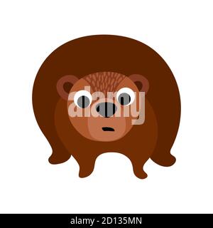 Cute cartoon bear in simple childish style. Nice woodland animal standing on four legs. Front view. Vector illustration. Illustration de Vecteur