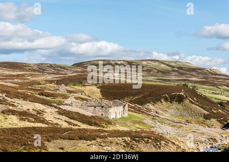 C'est les ruines de l'ancien moulin à éperlan de la mine de plomb à Swaledale, près du village de Gunnerside, dans les Dales du Yorkshire du Nord. Banque D'Images