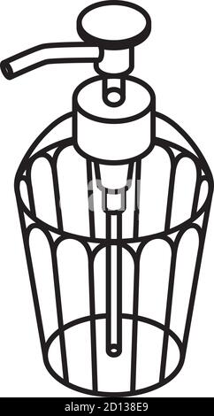 Icône de contour de savon liquide. Distributeur isolé sur fond blanc. Illustration de Vecteur