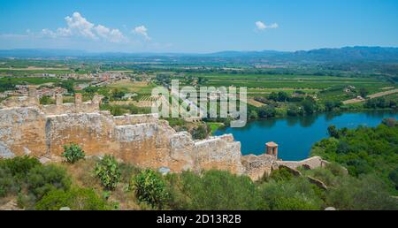 Vue panoramique sur le village depuis le château avec Ebro Rivière en arrière-plan Banque D'Images