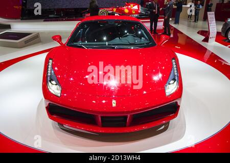 La Ferrari 488 GTB au salon de l'automobile de Genève 2015, 5 mars 2015 Banque D'Images