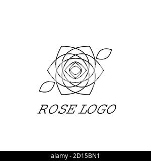 Modèle de logo rose. Icône de rose noire sur fond blanc. Vecteur EPS10 Illustration de Vecteur